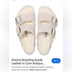 BIRKENSTOCK ARIZONA SHEARLING SUEDE LEATHER IN COLOR ANTIQUE WHITE